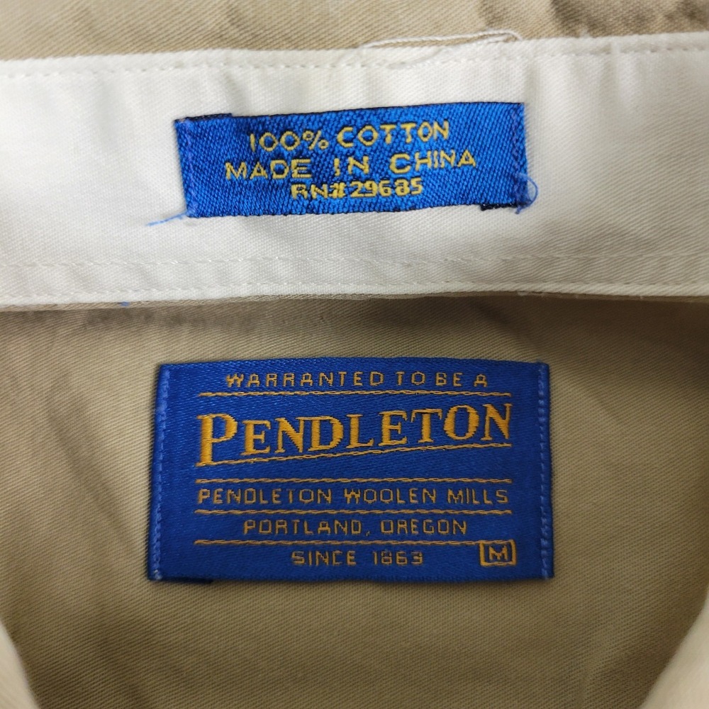 Pendleton Mens Medium Solid Beige Button Down Sho… - image 4